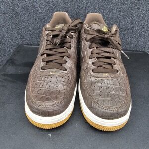 NIKE Air Force 1 '07 LV8 Low Brown Croc Men's 718152-200 Sneakers Size 8